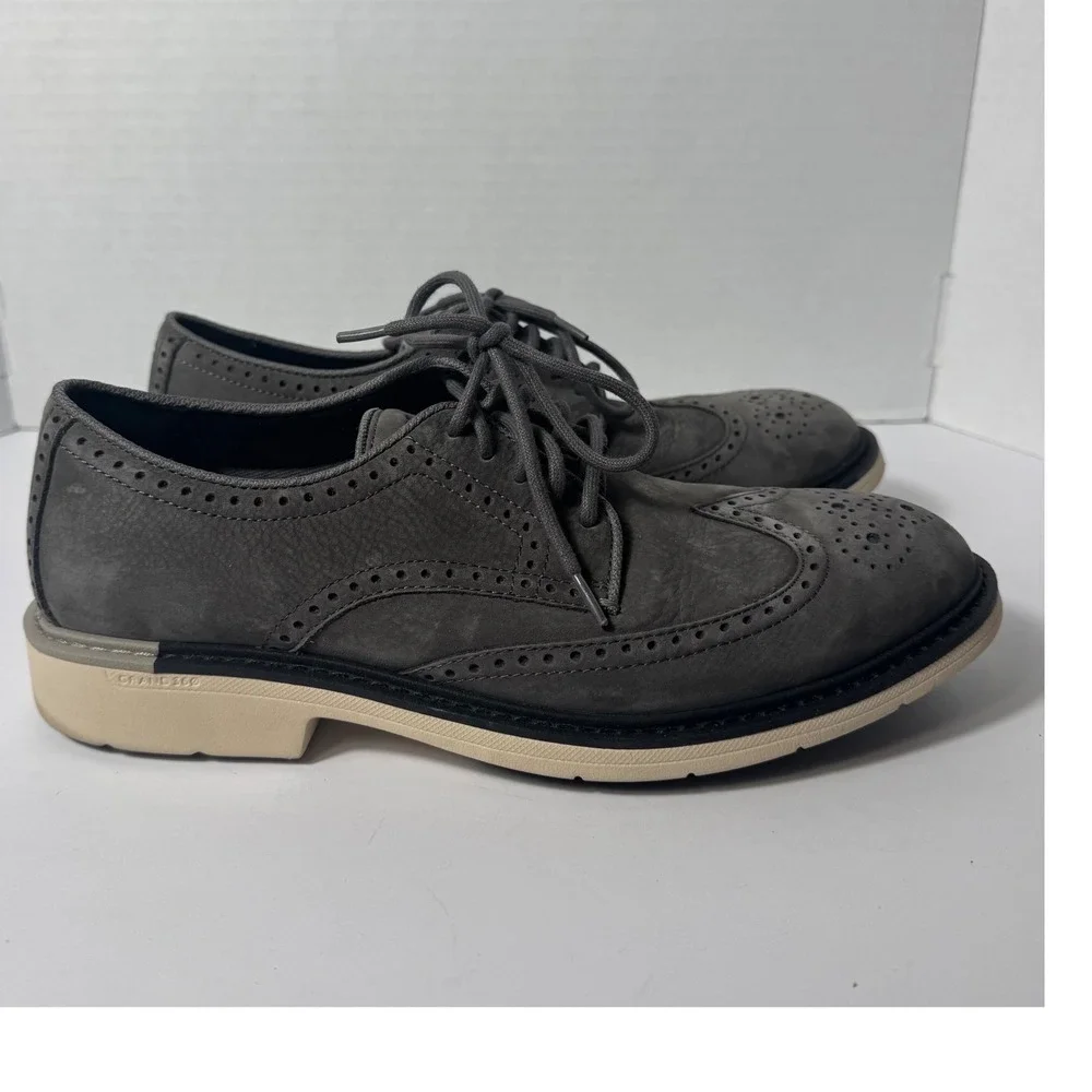 Cole Haan Grand 360 Mens Grey Nubuck Leather Wingtip Oxford Shoes Size‎ 8M